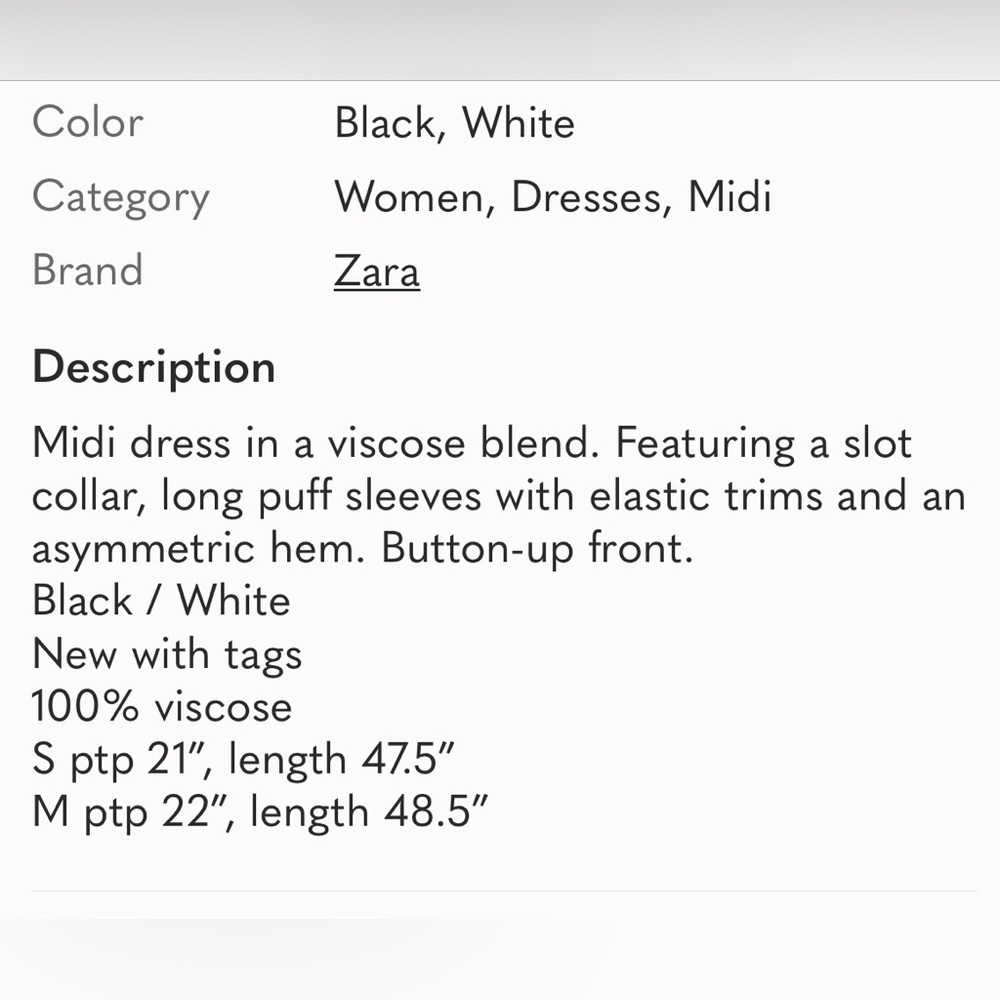 ZARA • Beautiful Abstract Design Black & White Patterned Midi Dress - Picture 7 of 16